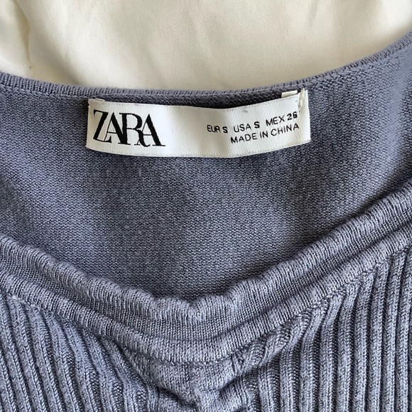 ZARA RIBBED PULLOVER RUFFLED CUFFS PEPLUM SWEATER Size S - Picture 4 of 9